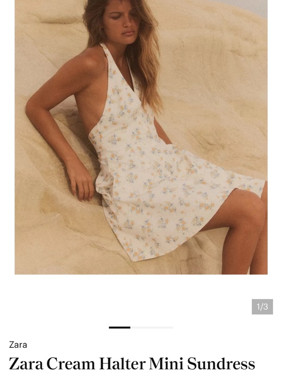 Zara Dresses & Skirts - Zara Cream Halter Mini Dress with Blue & Yellow Floral Motif